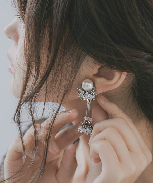 niana クリアタッセルイヤリング シルバー