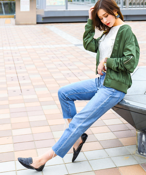 Fashion Letter レギュラーMA-1 カーキ