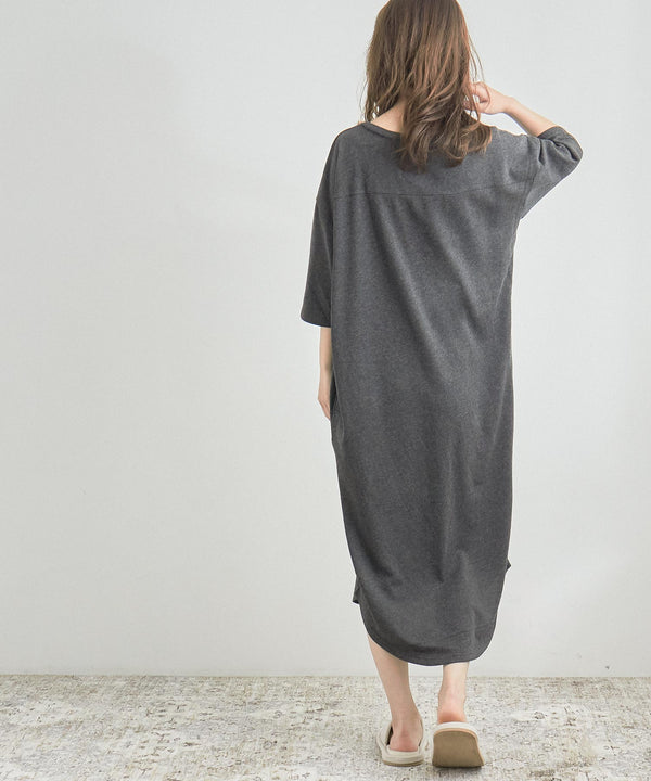 Fashion Letter 裏毛リラックスルームワンピース チャコール