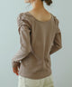 Fashion Letter カットリブパフショルダーカットソー ベージュ