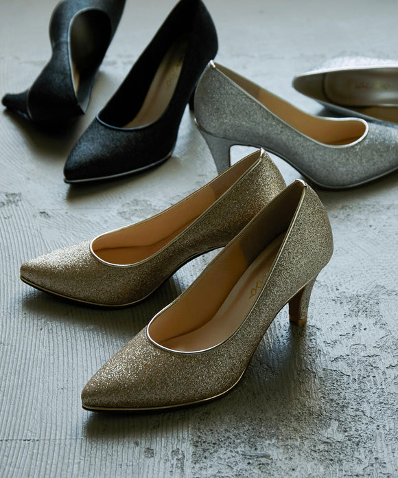 niana 日本製グリッターパンプス ゴールド