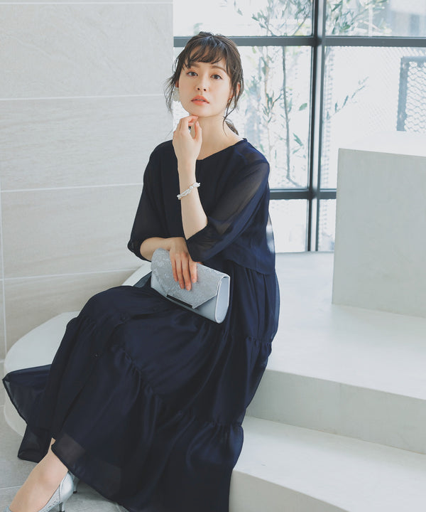 niana ティアードワンピース ネイビー
