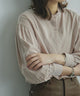 Fashion Letter 光沢バンドカラーシャツ ベージュ