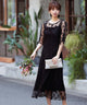 niana 刺繍レースロングドレス ブラック
