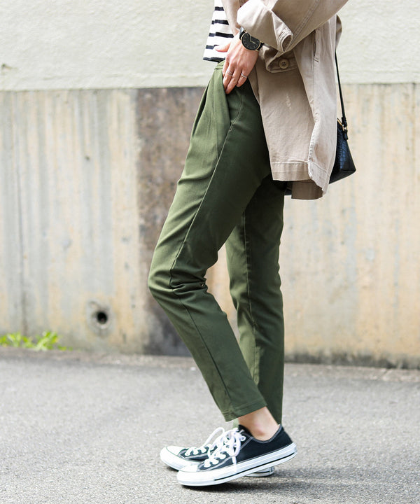 Fashion Letter ストレッチテーパードパンツ カーキ