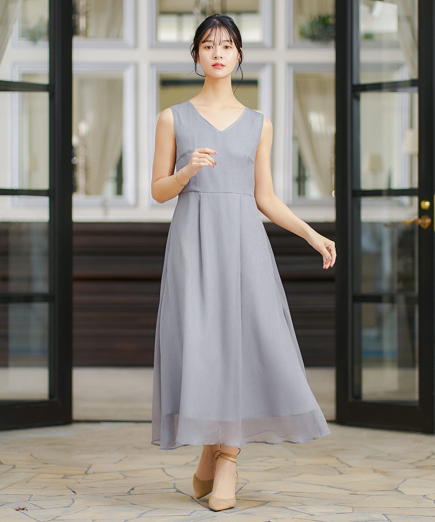 niana 結婚式 ドレス お呼ばれ ロングワンピース ボレロ 二次会 披露宴 ニアナ niana 2wayパフチュールドレス ボレロセット キャミ