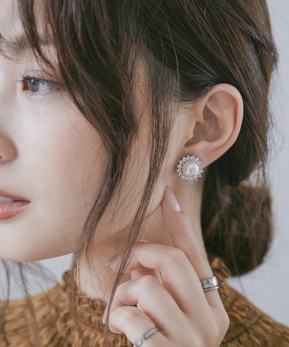 niana 一粒パールイヤリング シルバー