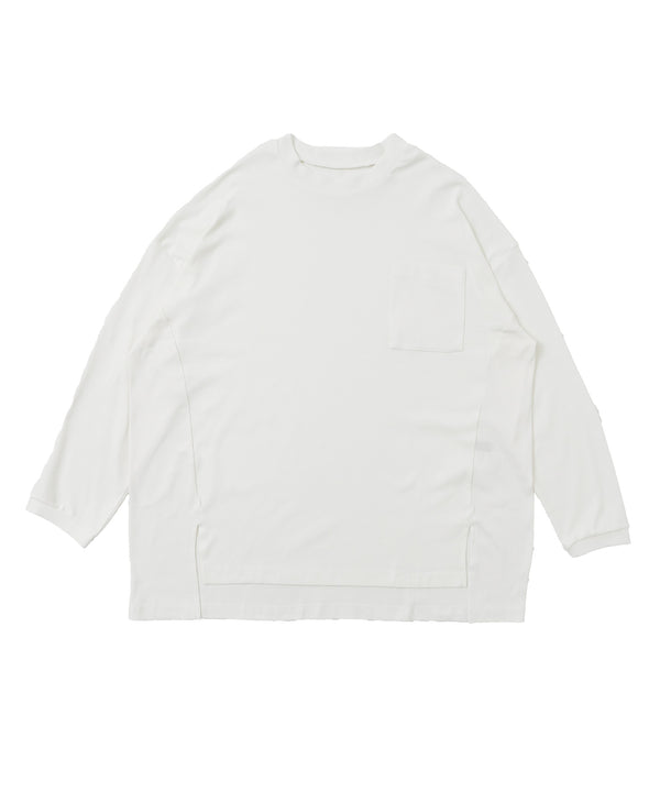 Fashion Letter サイドスリットポケットTシャツ オフホワイト