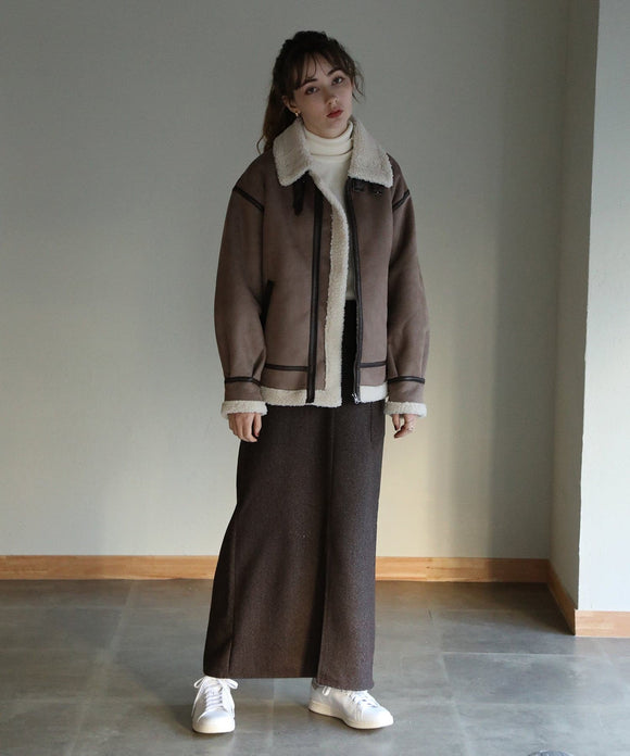 aity フェイクシープボアフライトJK グレージュ