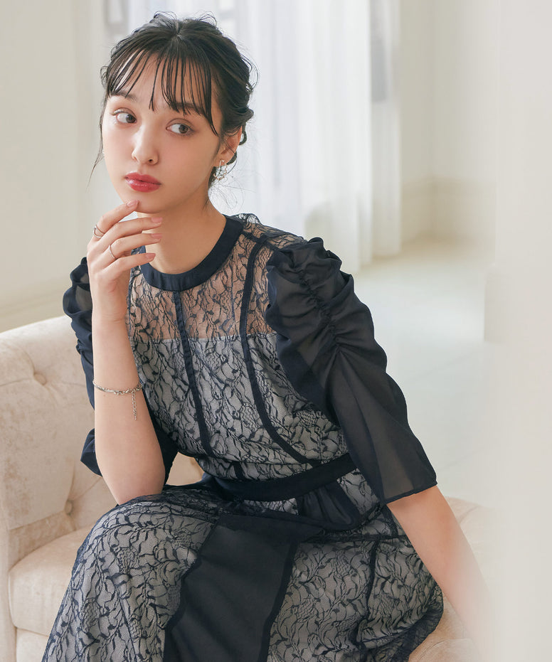 シフォン切り替えレース パーティードレス｜パーティードレス・結婚式 