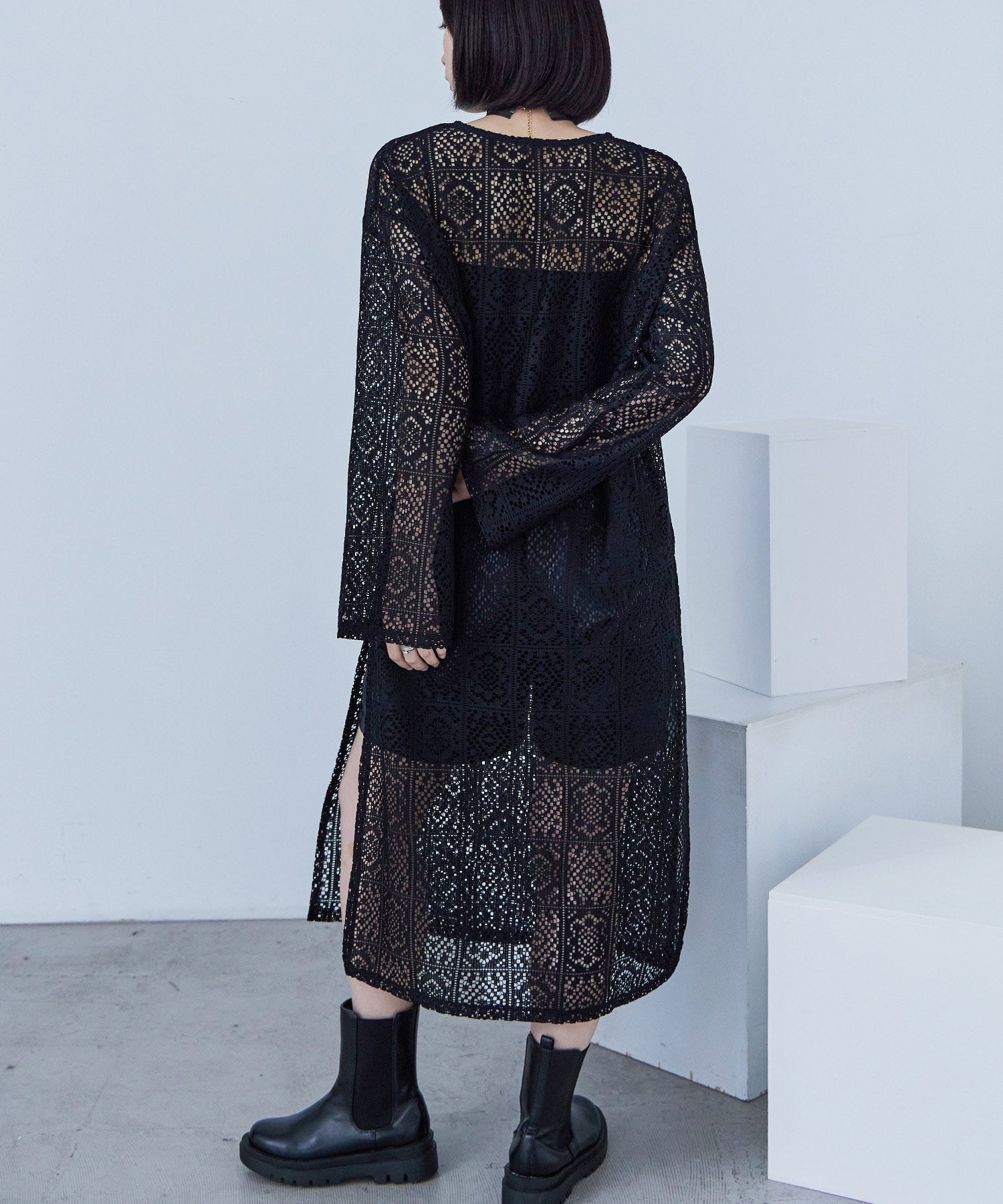 クロシェレース キーネックワンピース｜ワンピース - Fashion Letter