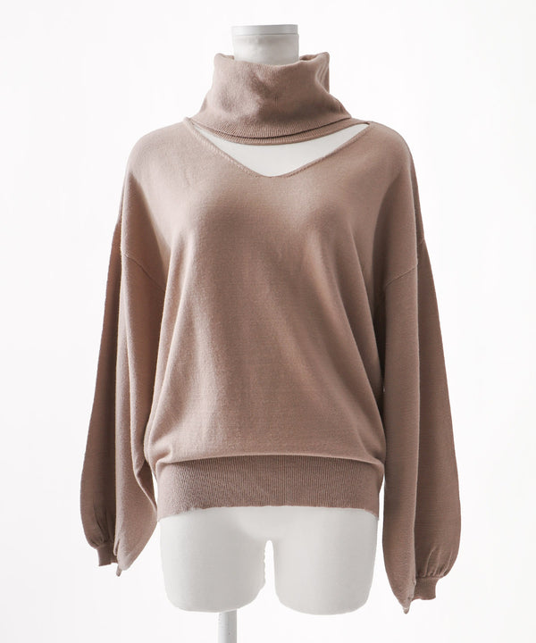 Fashion Letter オフタートルオープンネックニット