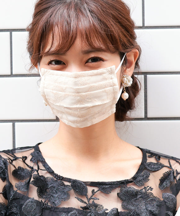 niana 結婚式用レースマスク ベージュ