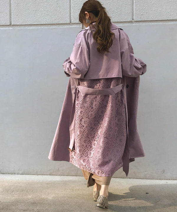 Fashion Letter バックレーストレンチコート ダスティラベンダー