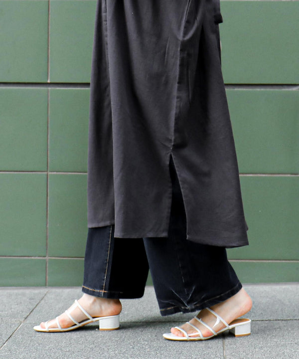 Fashion Letter ギャザーワンピース チャコール