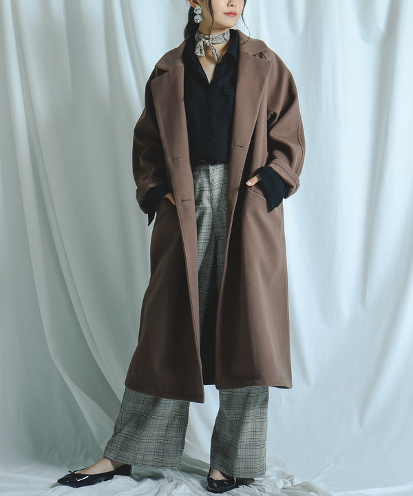 Fashion Letter ラグランWコート モカ