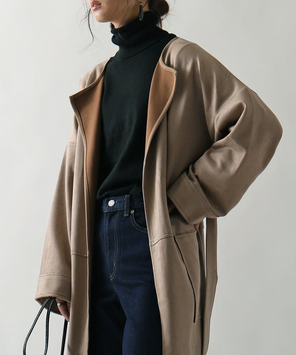 Fashion Letter カットスエードロングガウン グレージュ