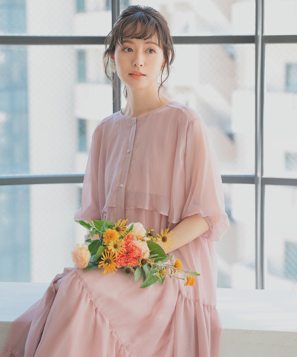 niana ティアードワンピース ピンクベージュ