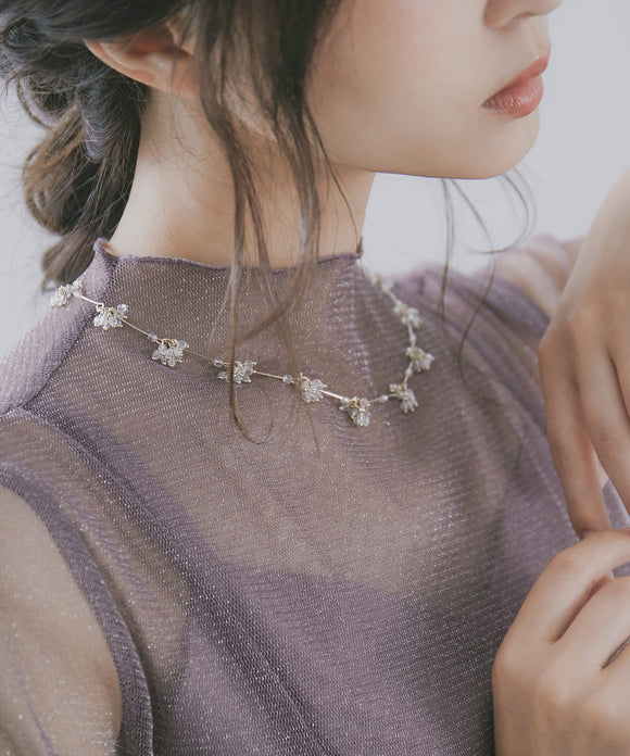 niana ミニクリアタッセルネックレス ゴールド