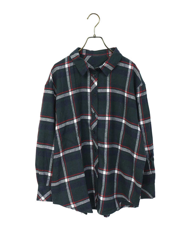 Fashion Letter 先染めチェック柄3WAYシャツ グリーン