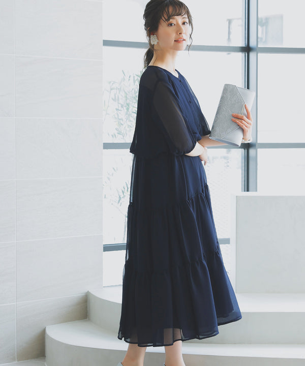 niana ティアードワンピース ネイビー