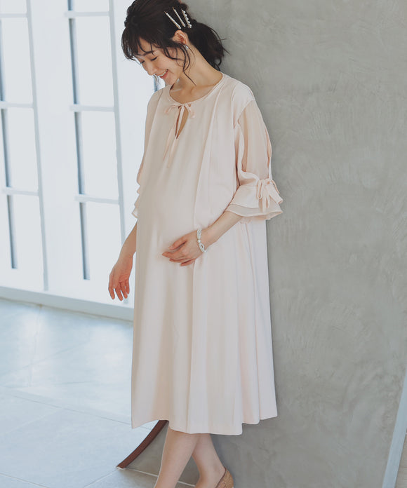 niana 授乳口付マタニティドレス ベージュ