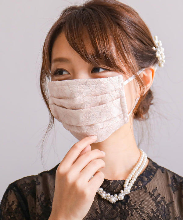 Fashion Letter 日本製 結婚式 レースマスク ピンク