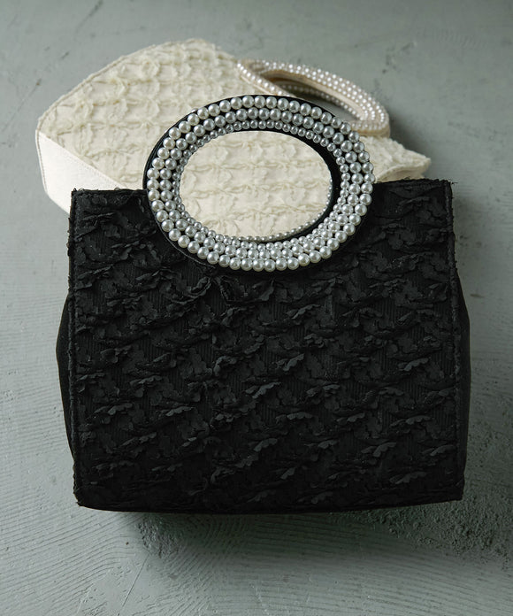 niana レース×サテン パーティーバッグ ブラック