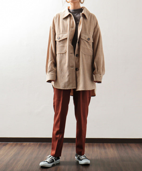 Fashion Letter CPO コーデュロイシャツジャケット ベージュ
