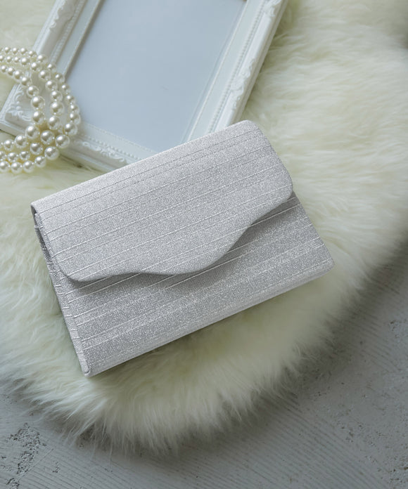 niana 3wayボーダー柄レター型クラッチバッグ シルバー