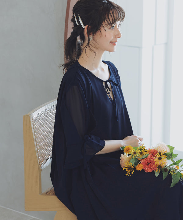 niana 授乳口付マタニティドレス ネイビー