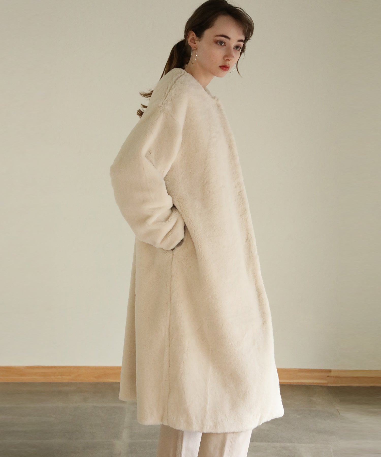 【超希少】AMBRA ANSELMI 染色加工　ラビットファーコート　ロング丈 超希少】AMBRA ANSELMI 染色加工 ラビットファーコート ロング丈