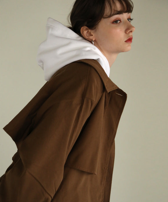 aity シャークスキンフライヨークステンカラートレンチコート モカ