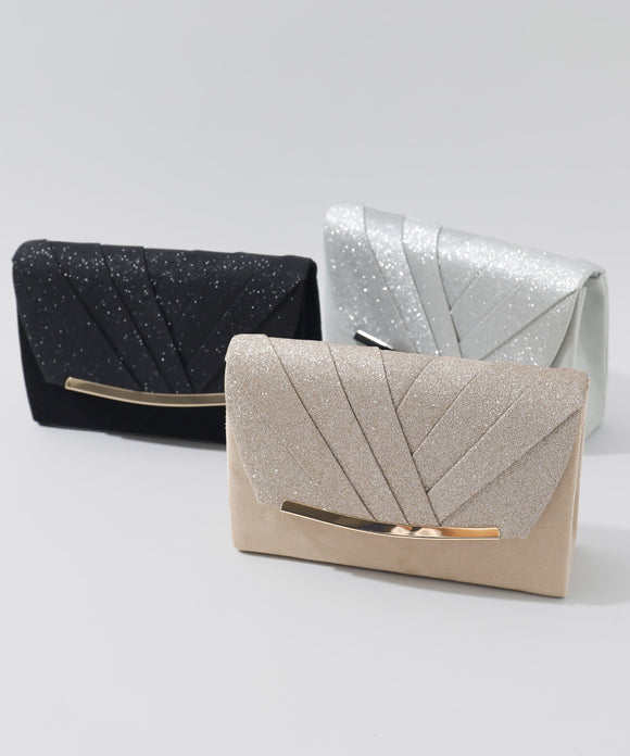 niana 3way異素材ラメフラップ クラッチバック ベージュ