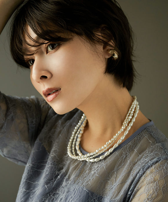 niana 3Way マグネットパールネックレス ベージュ