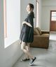 Fashion Letter 襟付きティアードチュニック ブラック