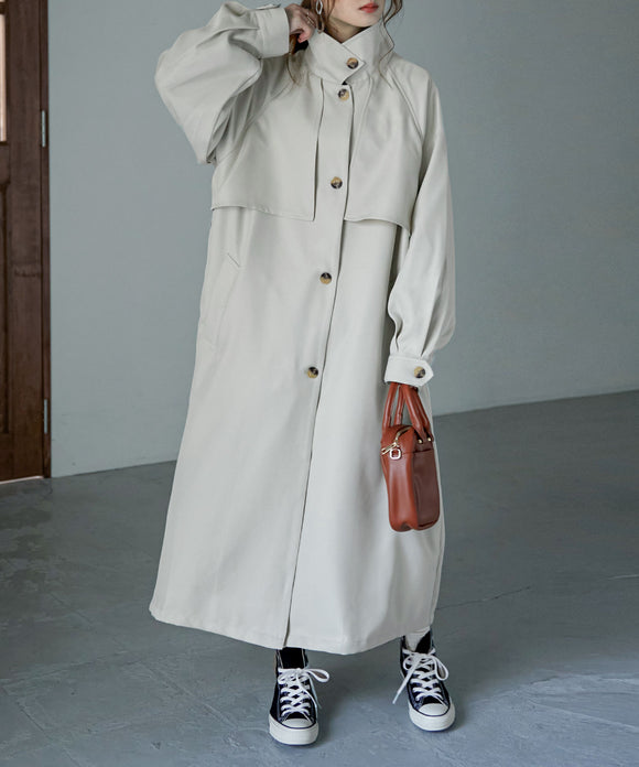 Fashion Letter 2WAYカラーボリュームスリーブコート アイボリー