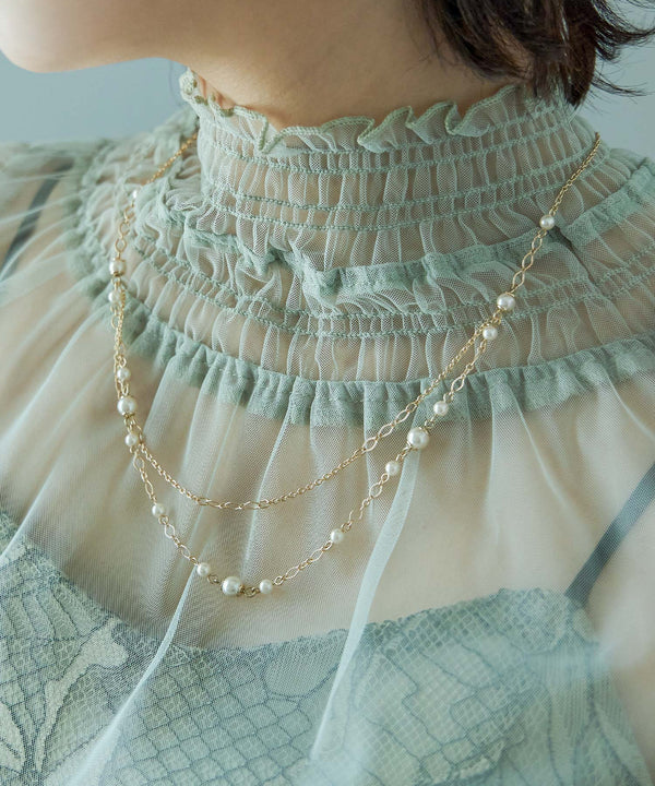 niana パールチェーン２連ネックレス ゴールド