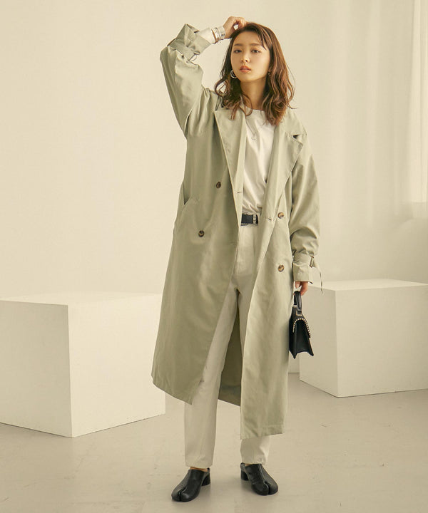 Fashion Letter キャンディ袖ビッグトレンチコート ライトカーキ