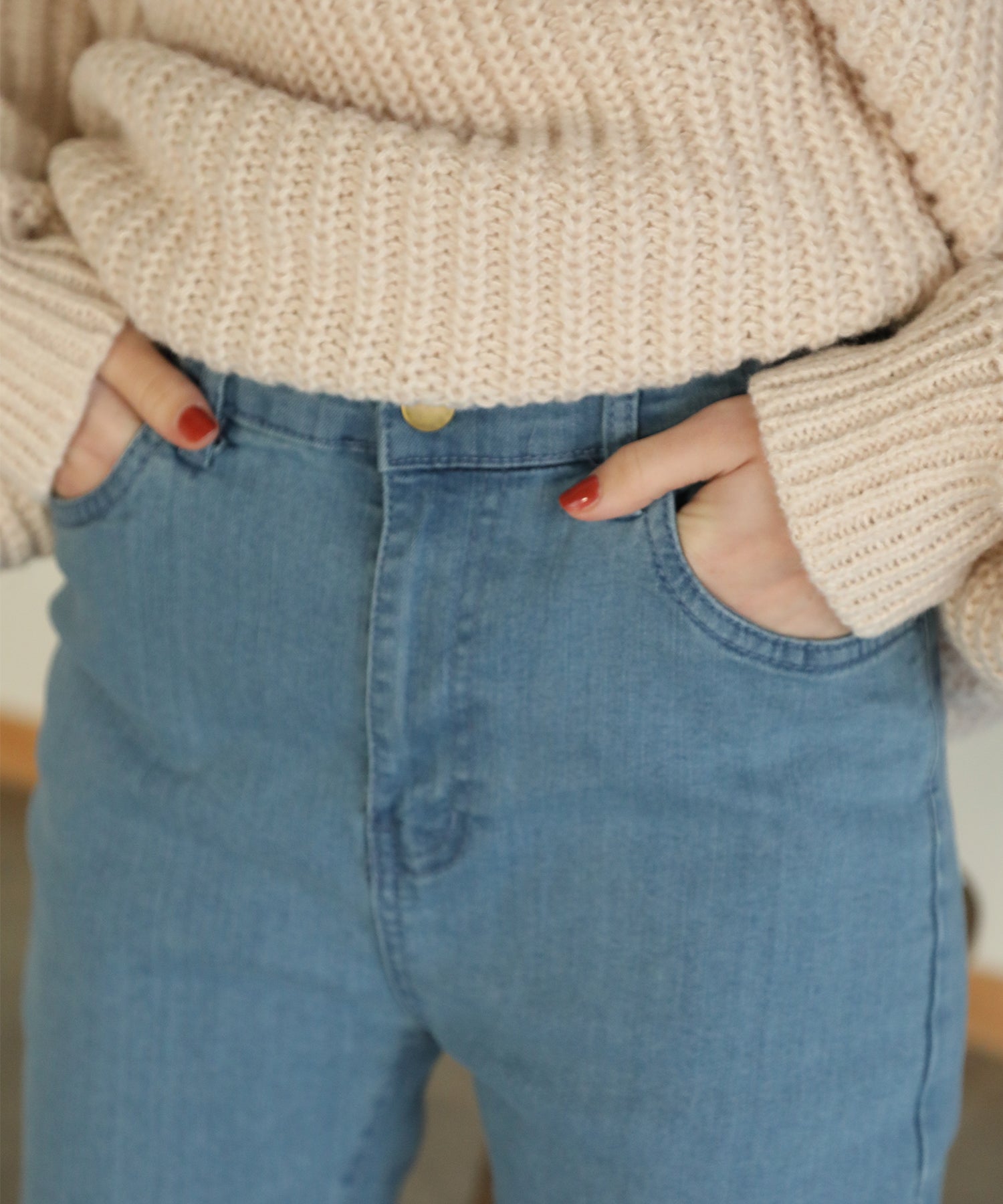 後編み上げリボン付きブーツカットデニム｜パンツ - aity