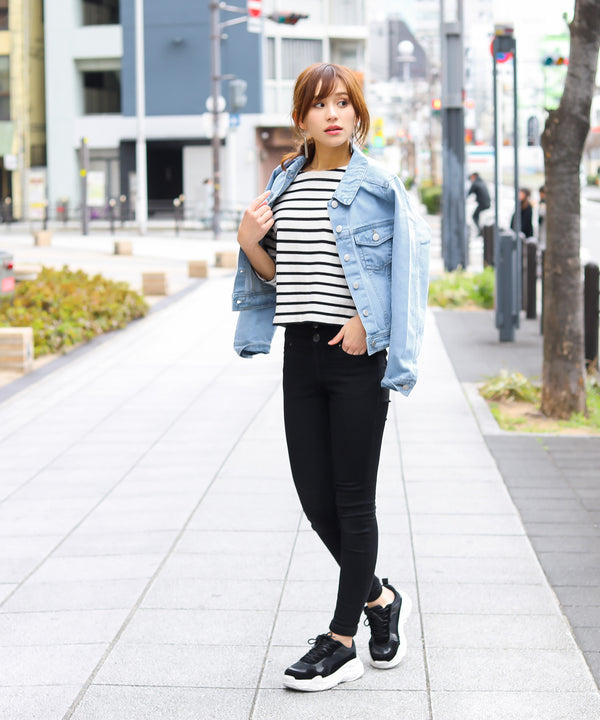 Fashion Letter レギュラーGジャン ブリーチ
