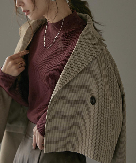 Fashion Letter プチタートルネックリブニット バーガンディー