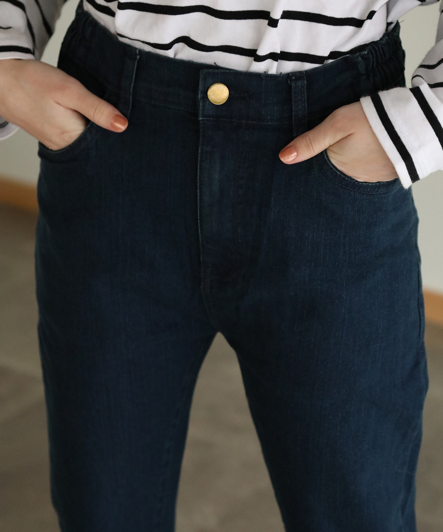 後編み上げリボン付きブーツカットデニム｜パンツ - aity