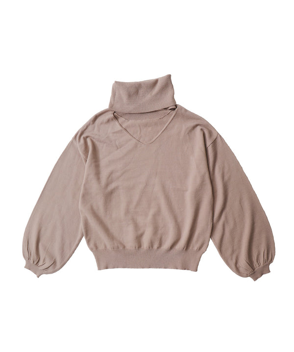 Fashion Letter オフタートルオープンネックニット モカ