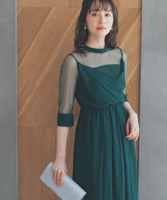 niana ラメチュール使いドレス グリーン