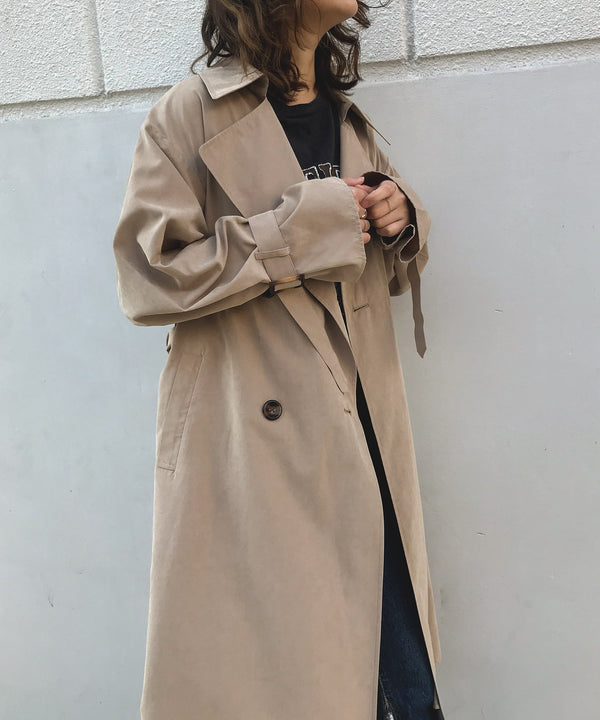 Fashion Letter バックプリーツトレンチコート ベージュ