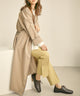 Fashion Letter パイピングノーカラーガウンコート ベージュ