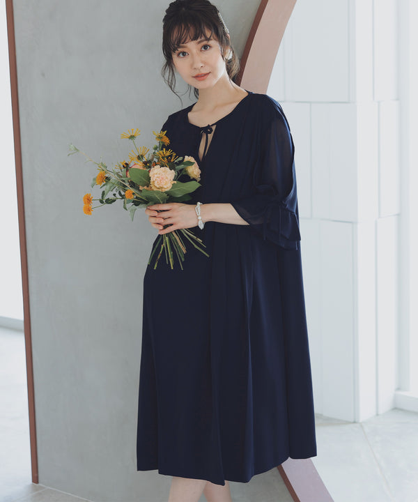 niana 授乳口付マタニティドレス ネイビー