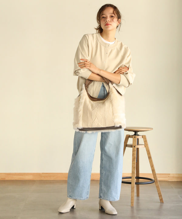 aity plusニット×フェイクファーバッグ
