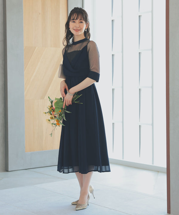 niana ラメチュール使いドレス ネイビー